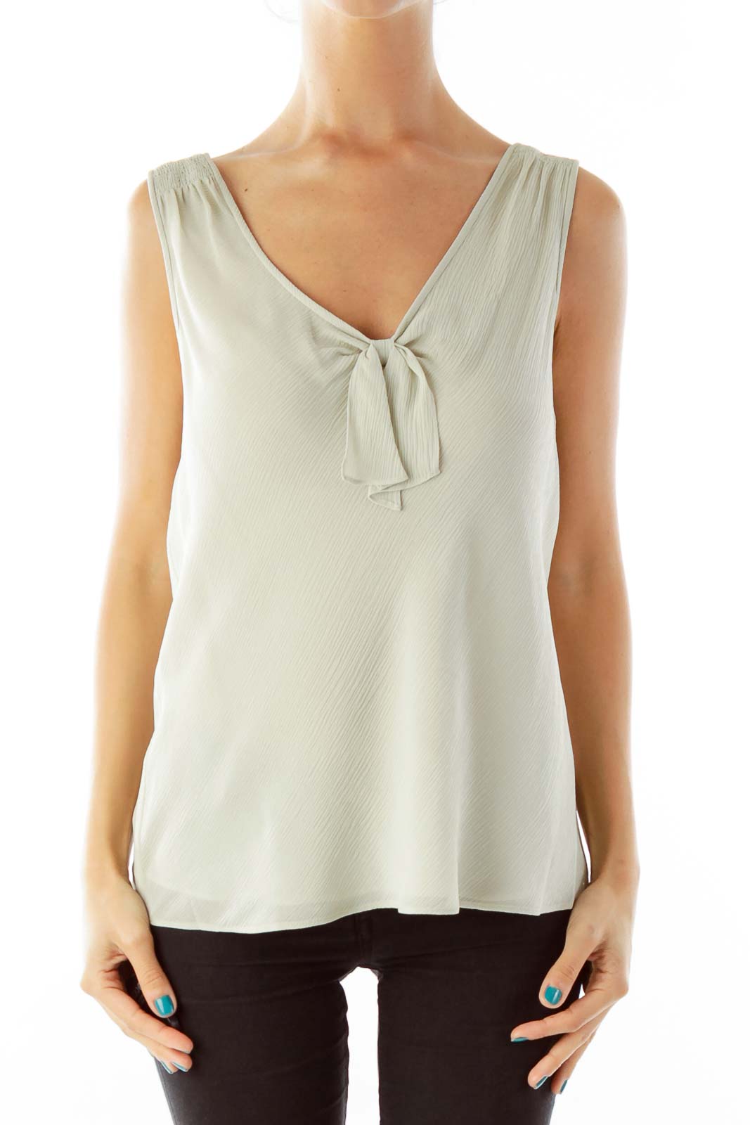 Taupe Silk Sleeveless Blouse