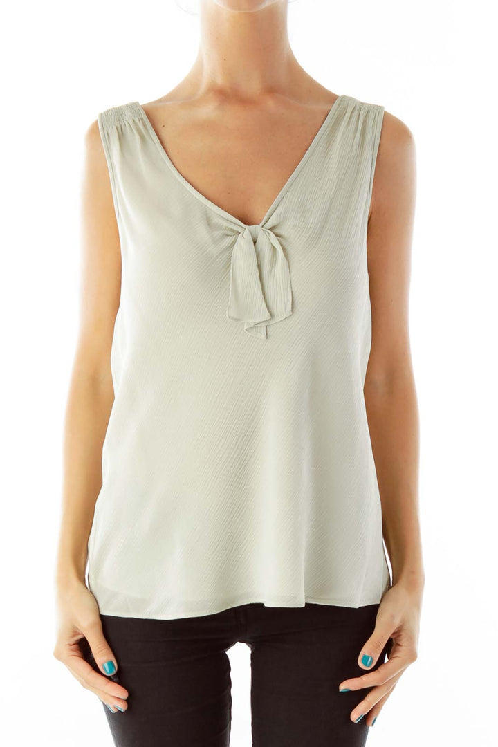 Taupe Silk Sleeveless Blouse