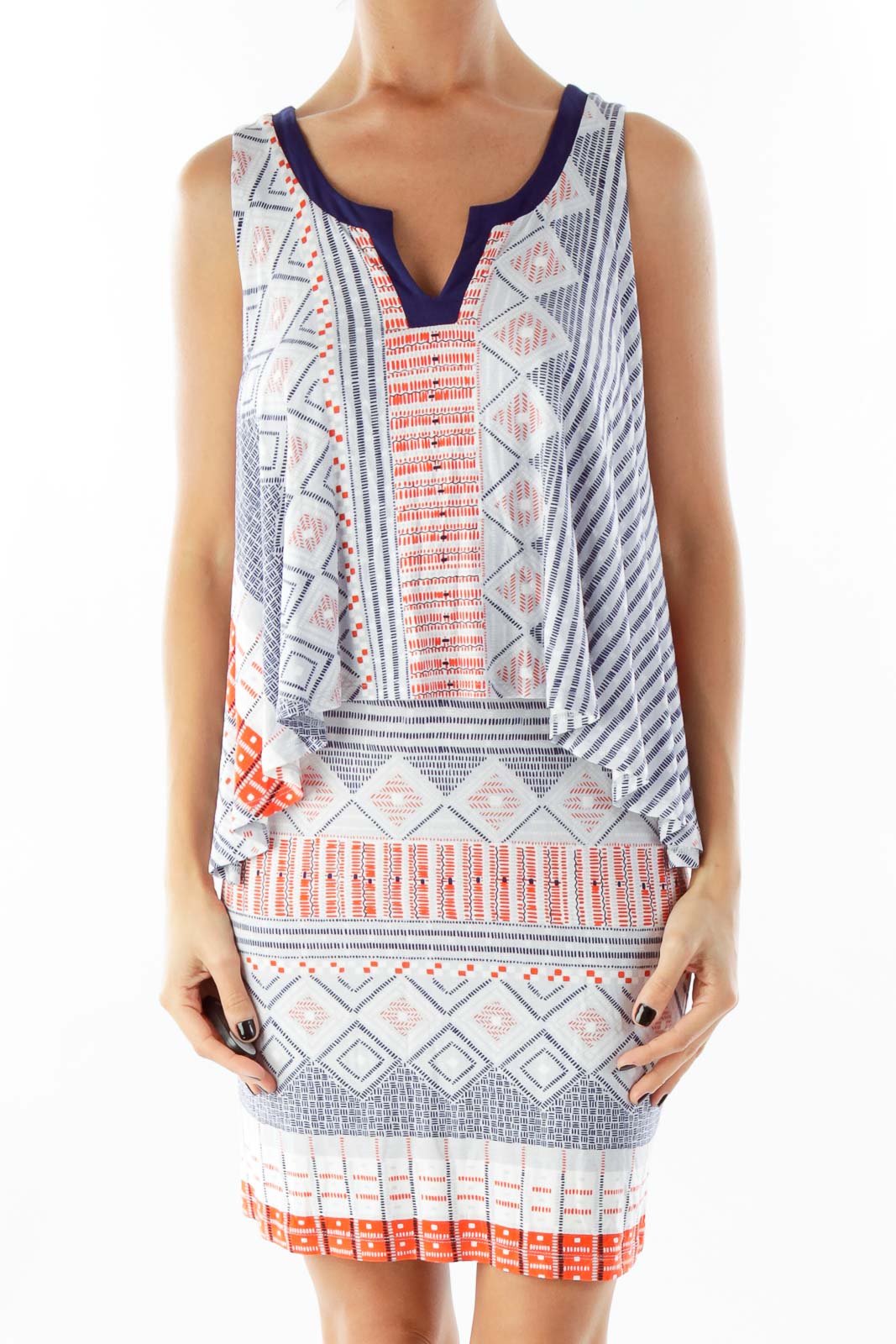 Multicolor Sleeveless Tribal Print Dress