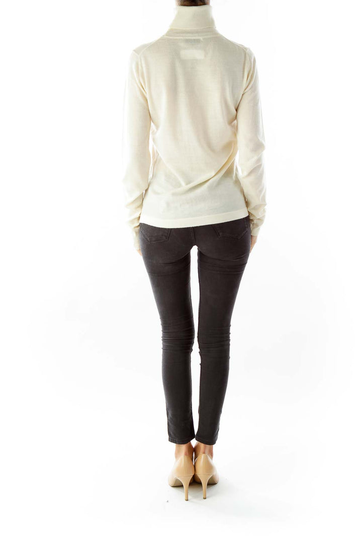 Cream Merino Wool Turtle Neck Knit
