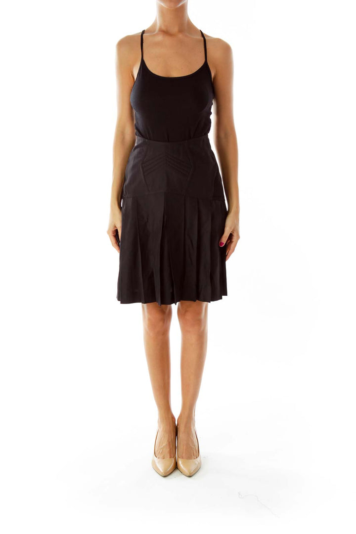 Black Lace Up Peplum Skirt