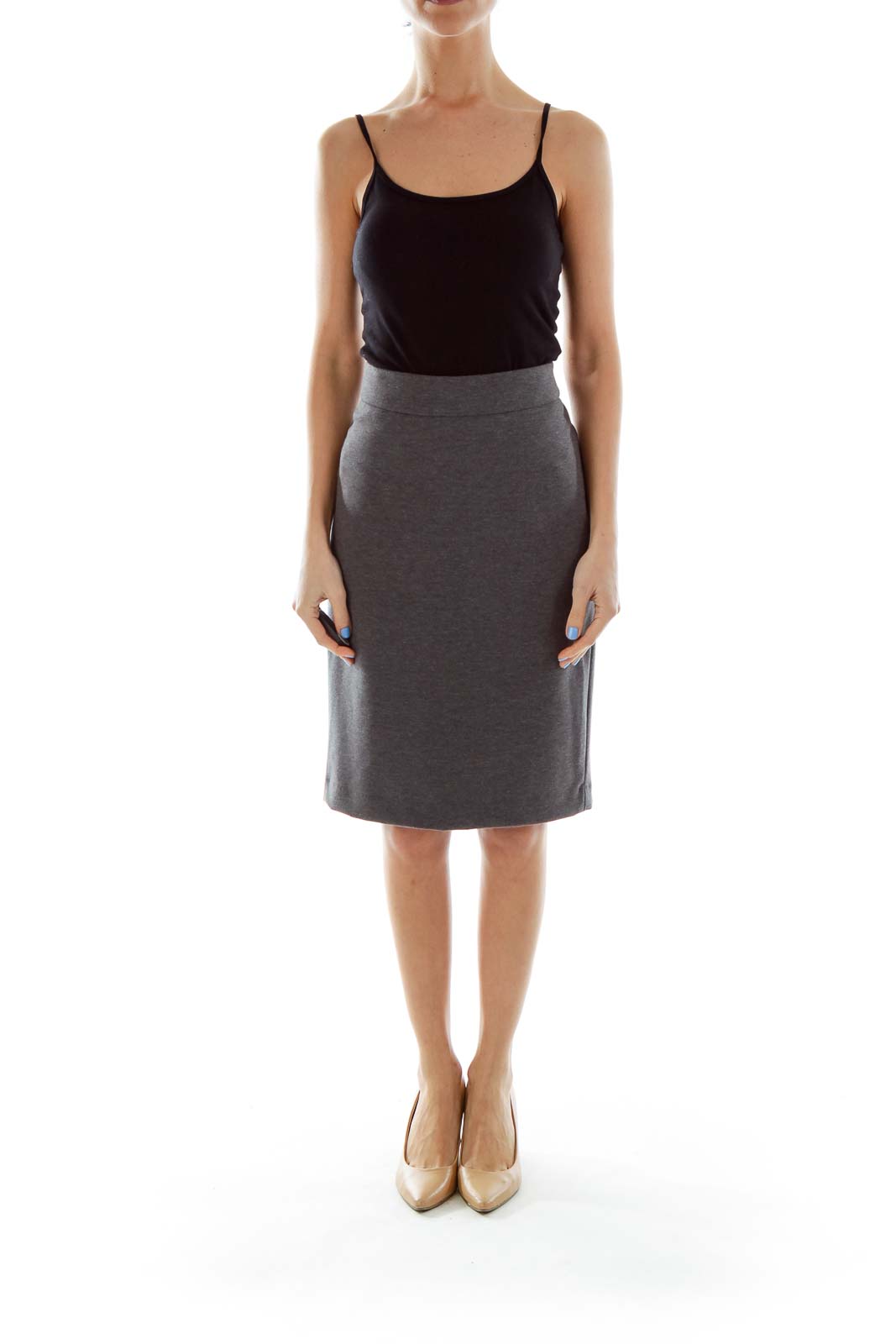 Gray Mottled Pencil Skirt