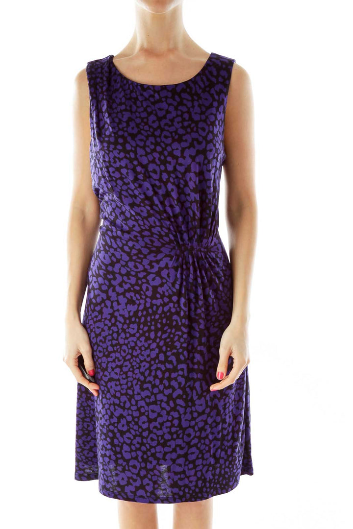 Black Purple Leopard Print Day Dress
