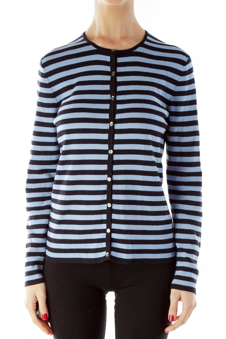 Blue Black Striped Cardigan