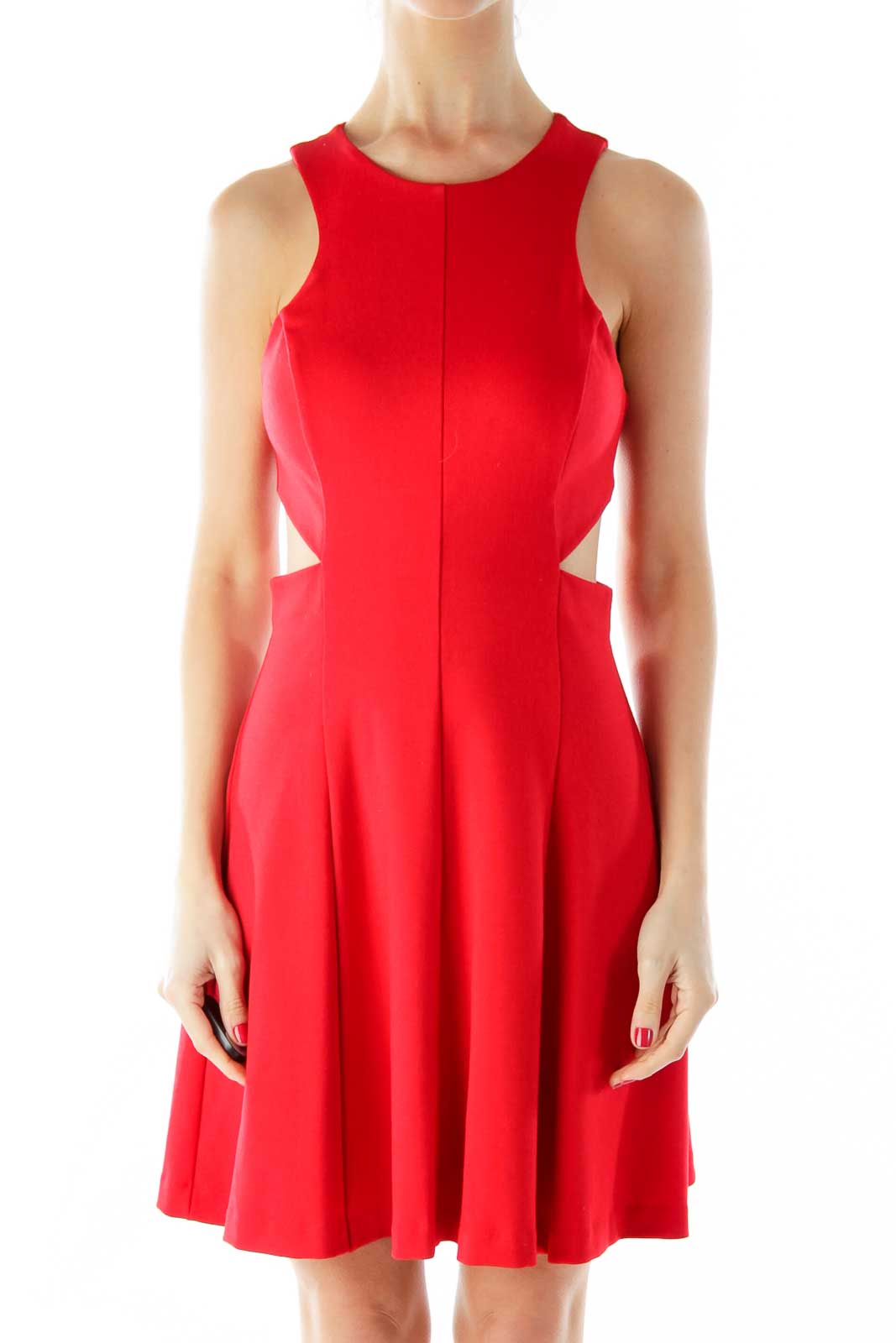 Red A-Line Cut-Out Dress