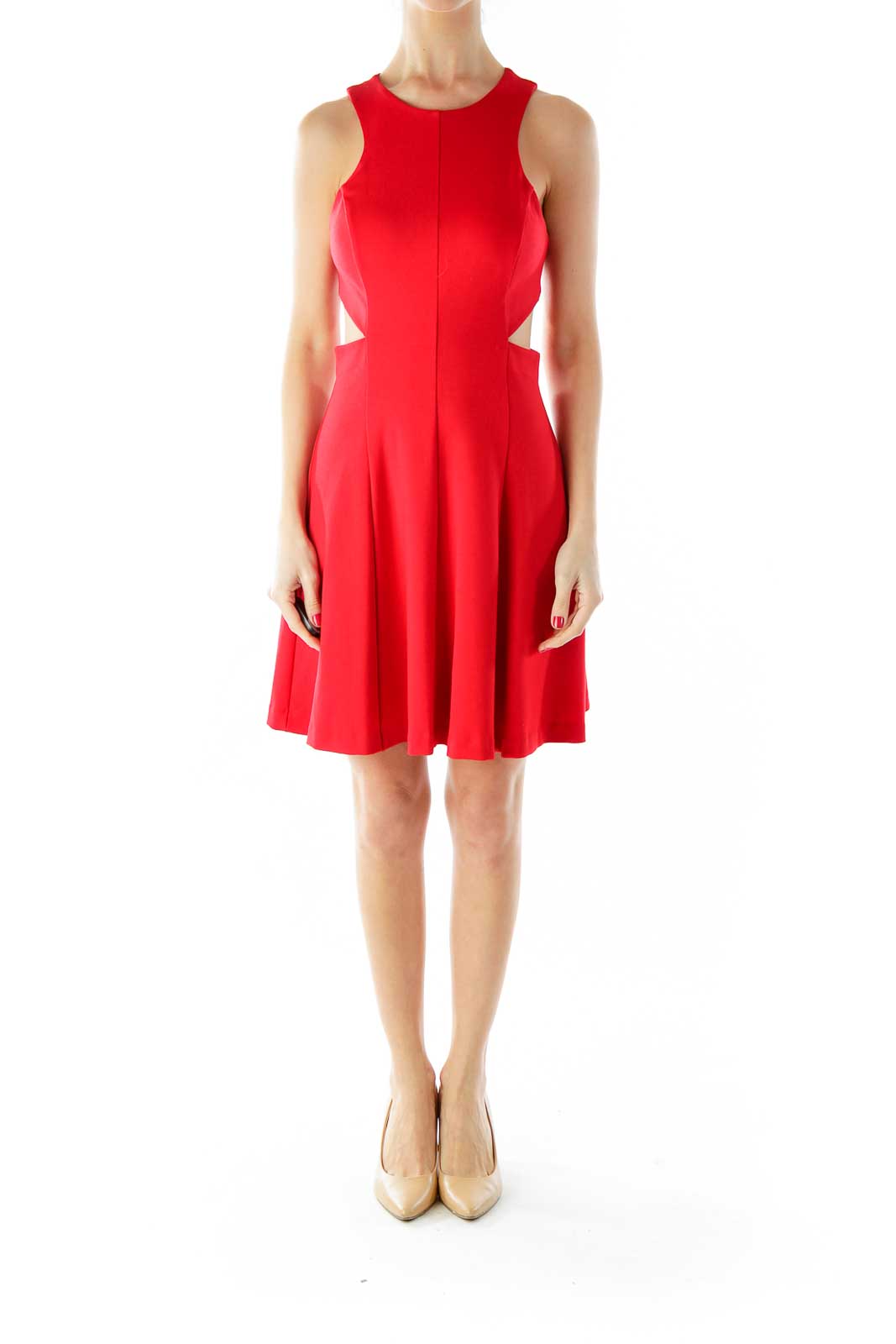 Red A-Line Cut-Out Dress