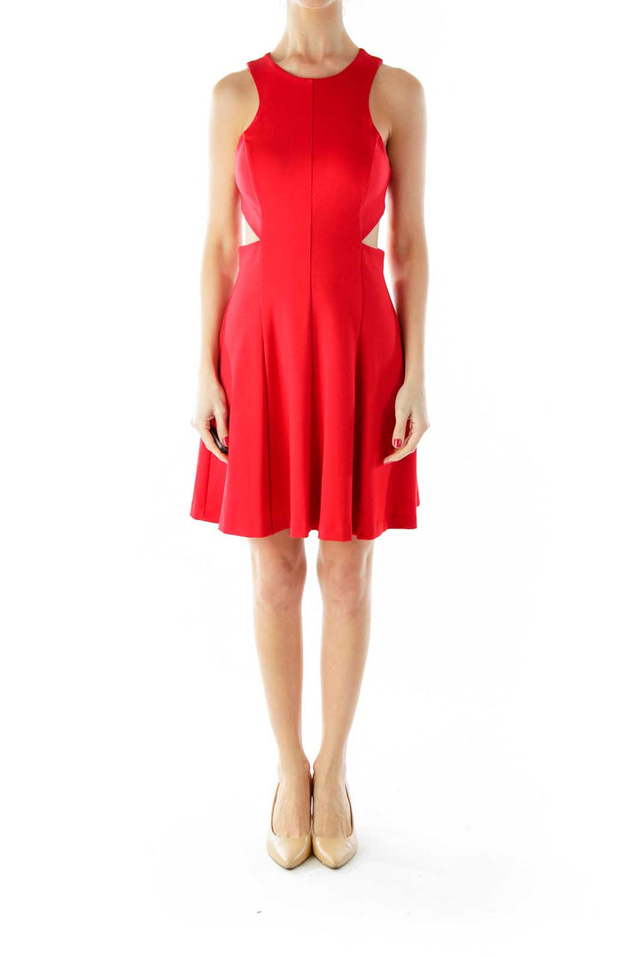 Red A-Line Cut-Out Dress