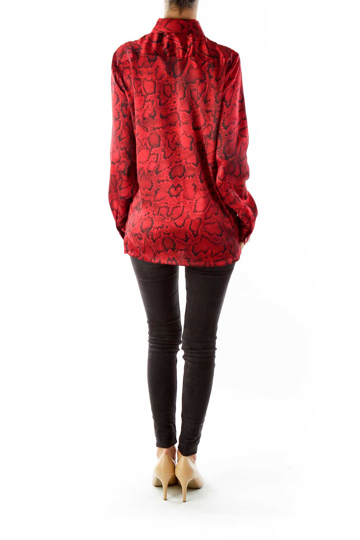 Red Black Snake Print Shirt