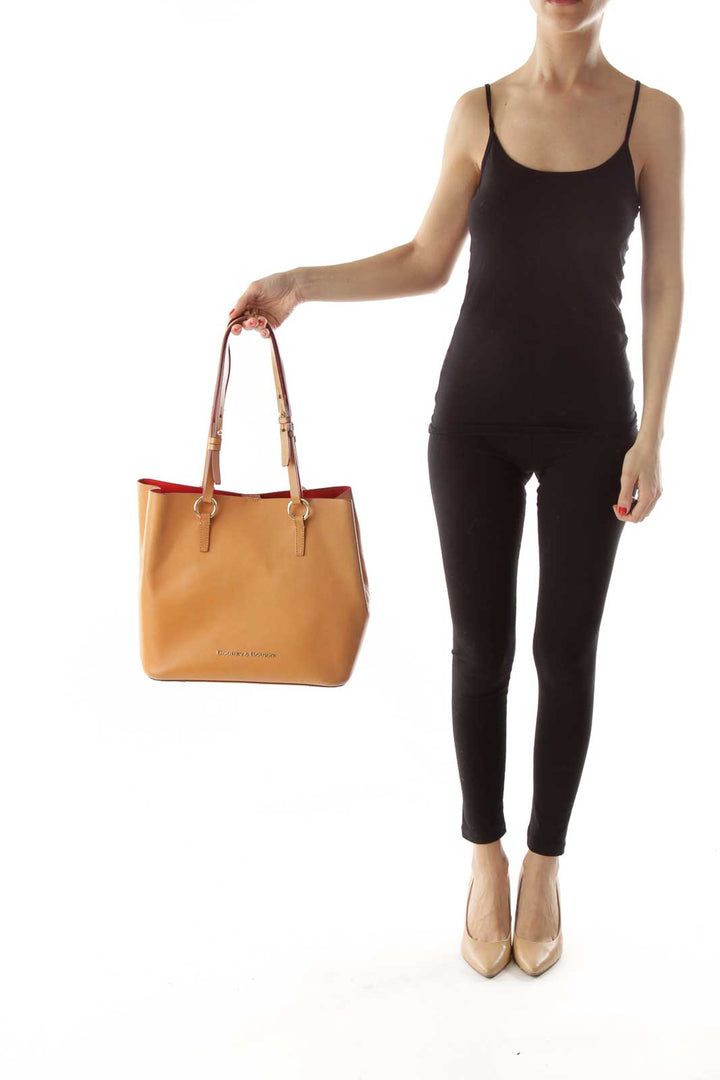 Brown Gold-Detailed Tote Bag