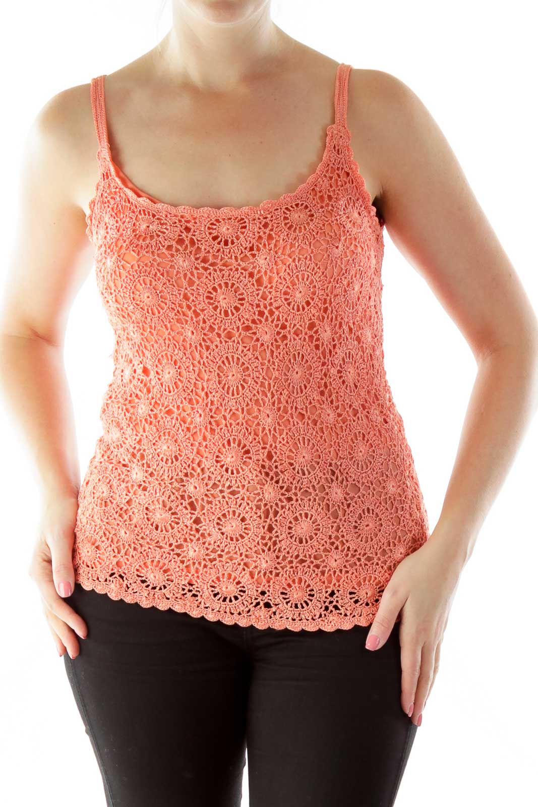 Orange Crocheted Tank Top