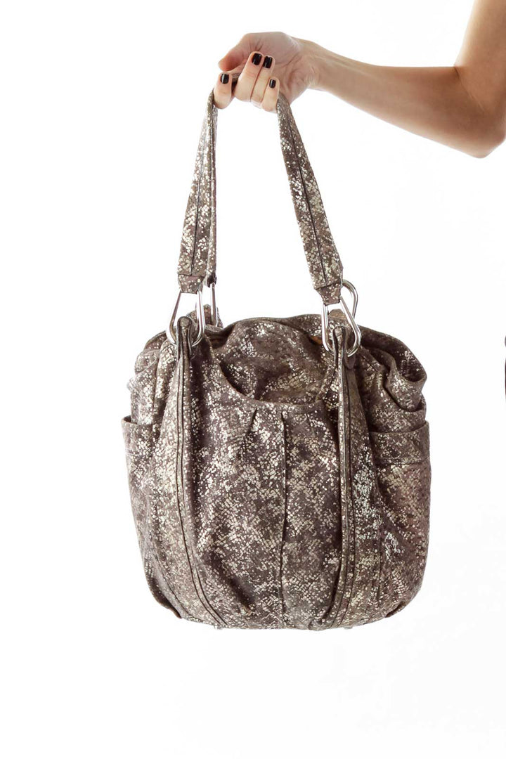 Gold Brown Leather Shoulder Bag