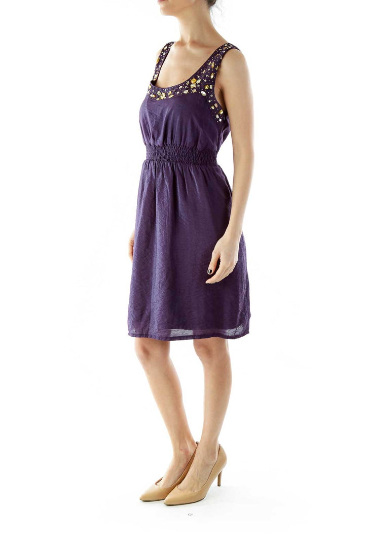 Purple Beaded Day Dress