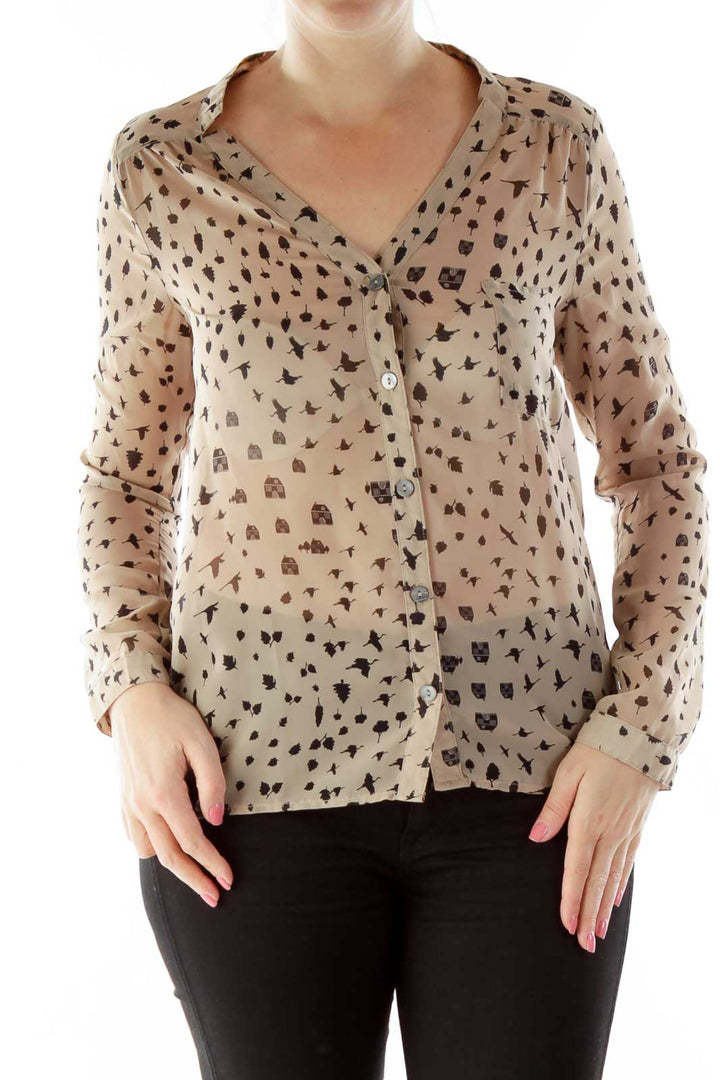 Brown & Black Printed Blouse