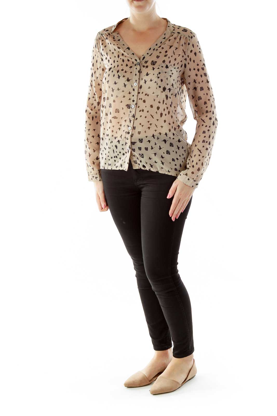Brown & Black Printed Blouse