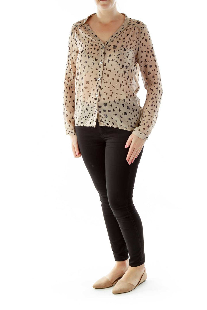 Brown & Black Printed Blouse