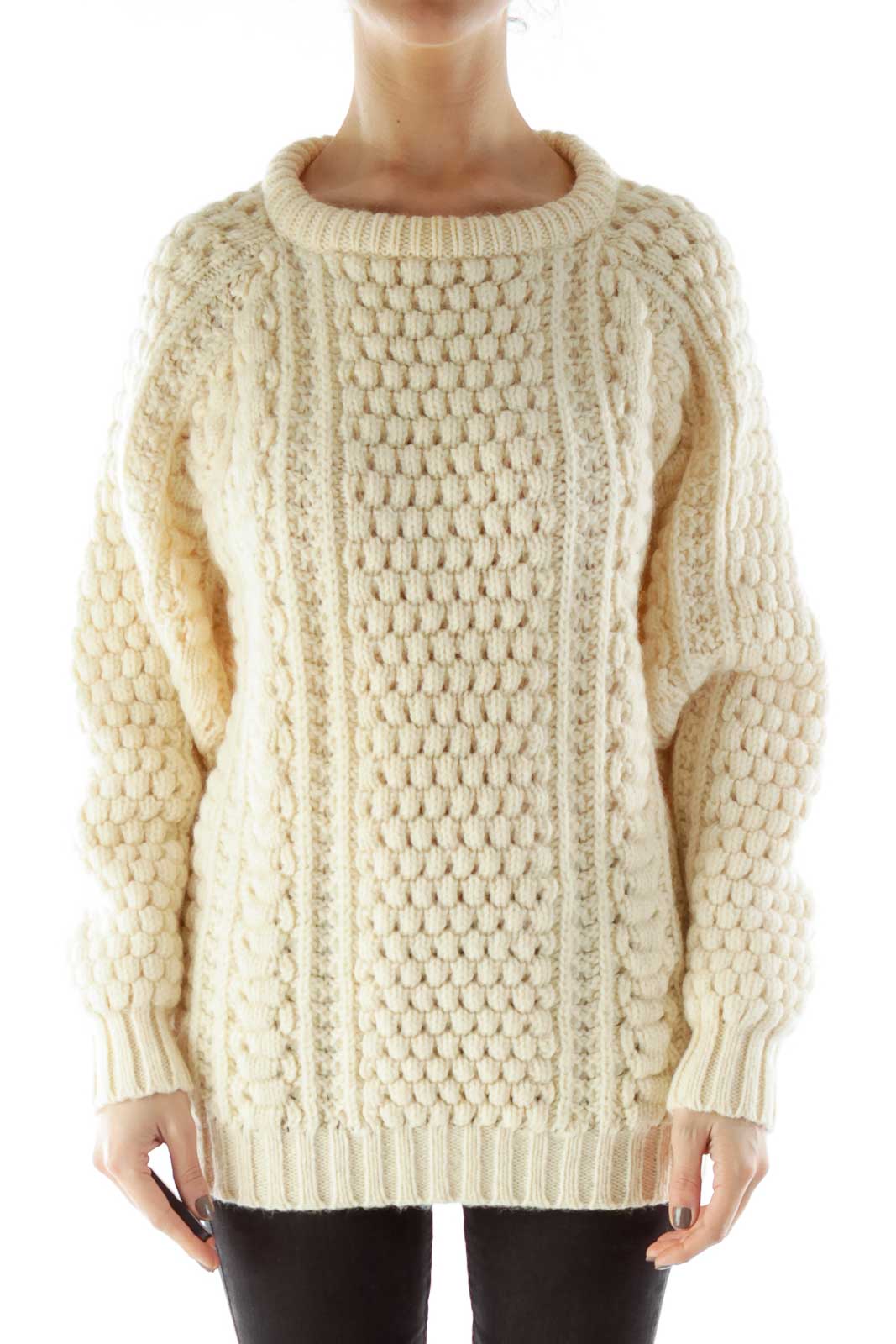 Cream Wool Knit Sweater