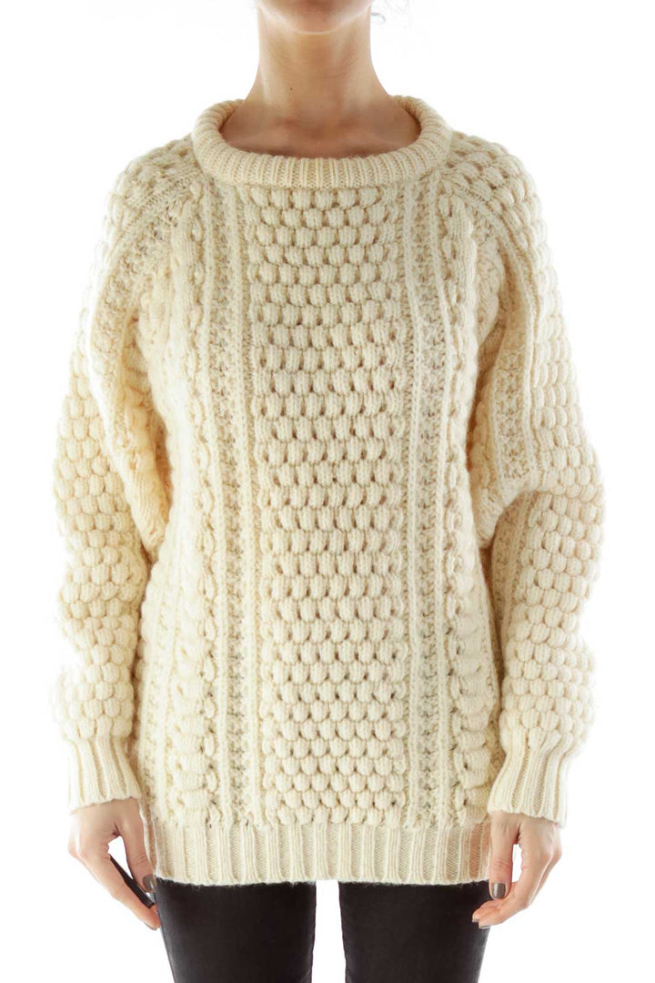 Cream Wool Knit Sweater