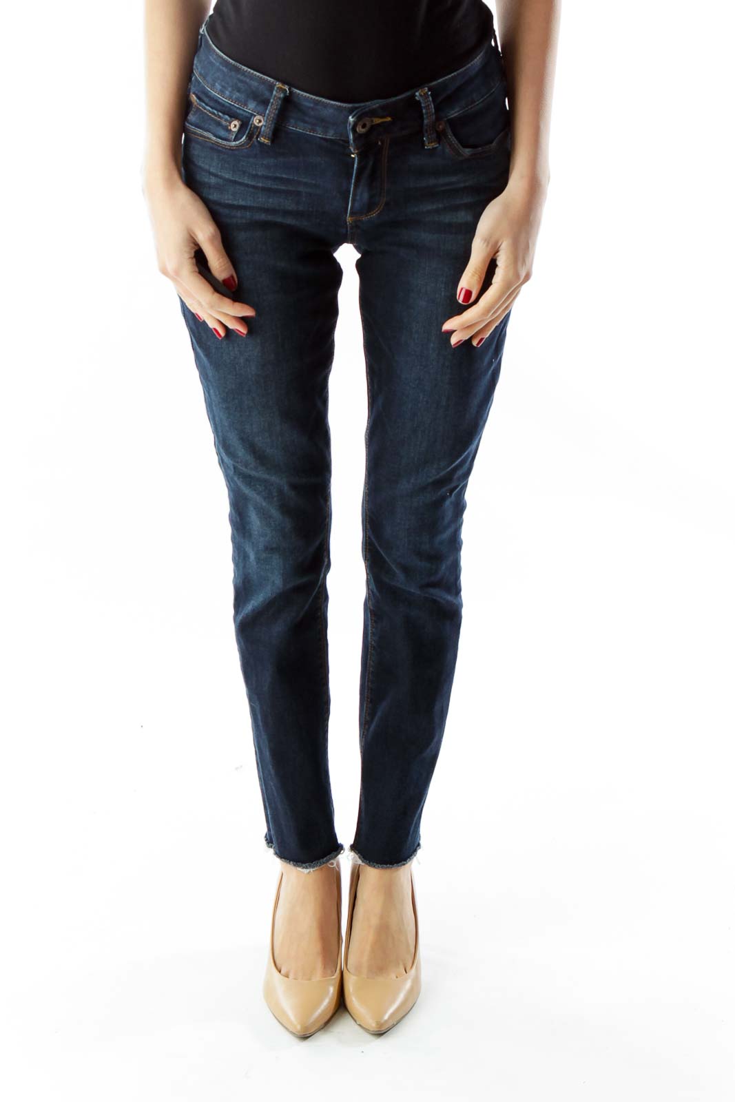 Navy Distressed Skinny Jeans