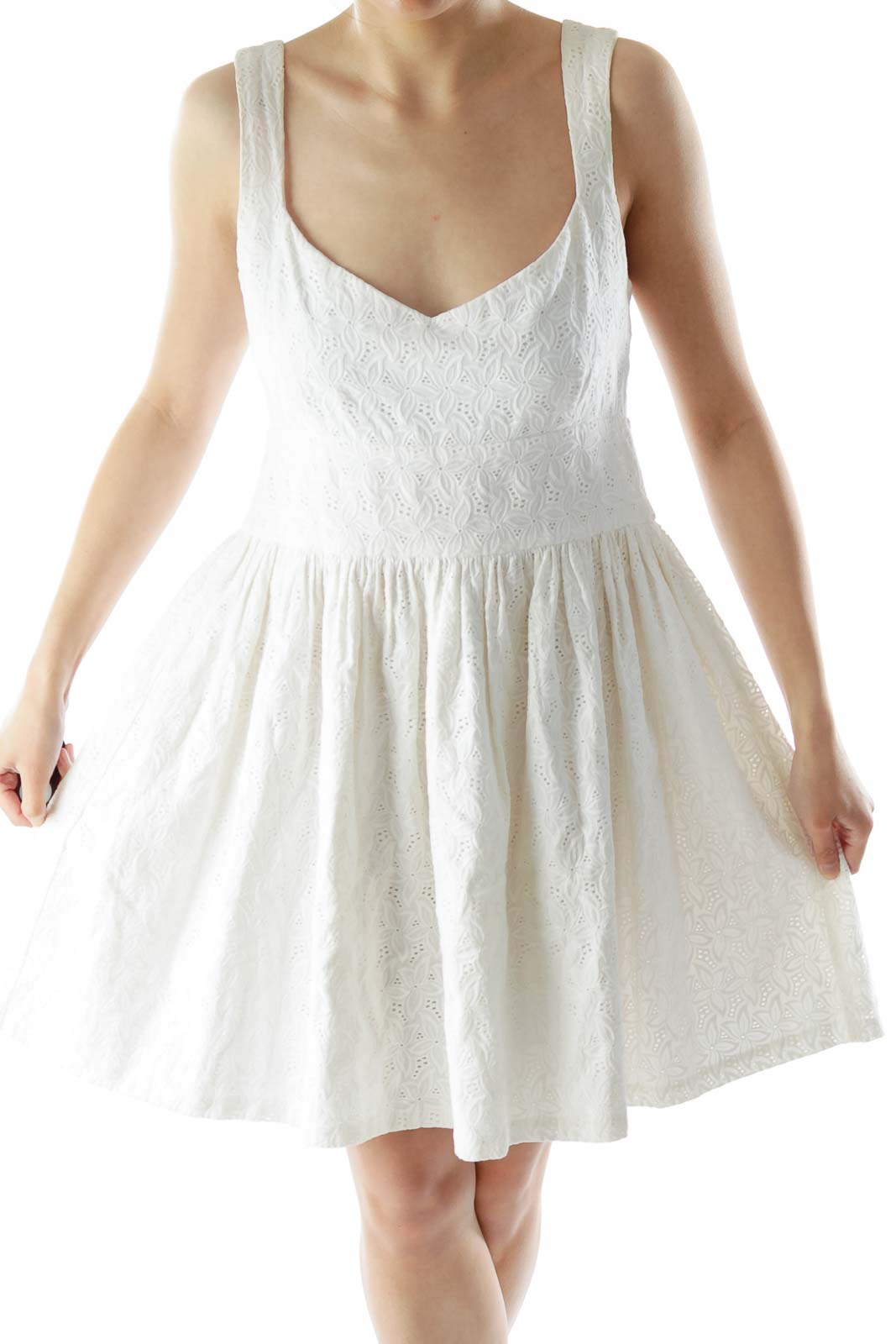 White Flower Flared Day Dress
