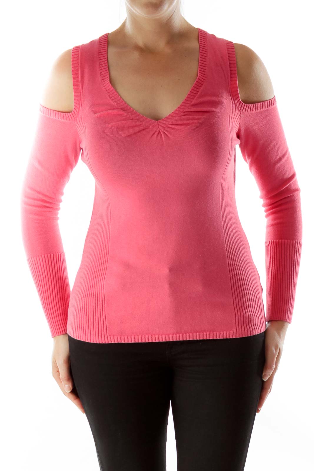 Cut out shoulders Pink sweater