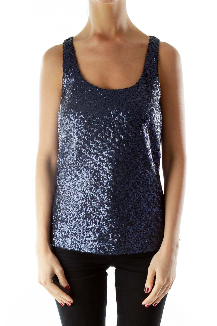 Navy sequined tank top