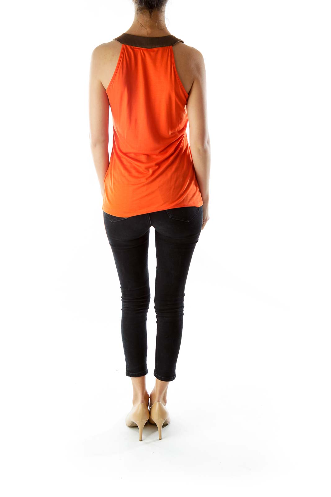 Orange and brown racerback tank top