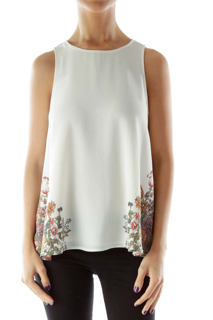 White Multicolor Floral Tank Top