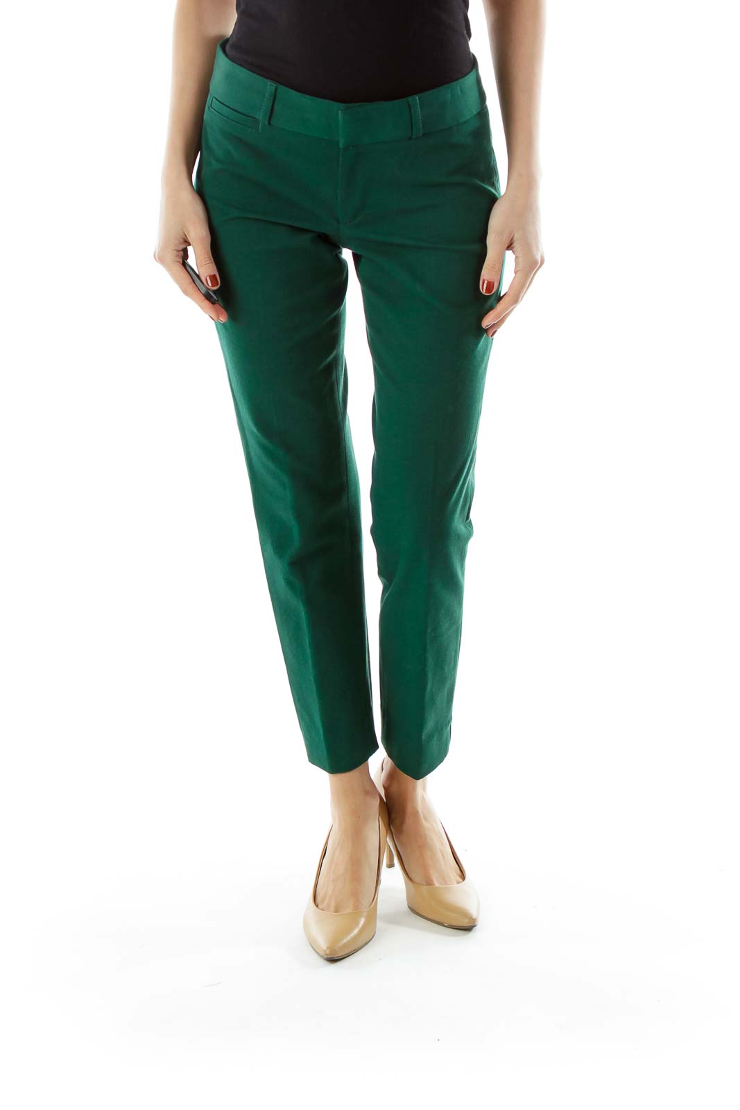 Green Straight-Leg Pants