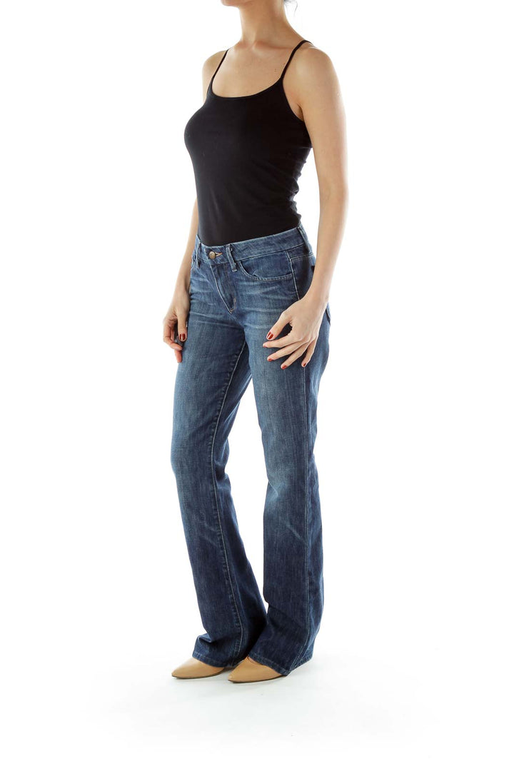 Blue High-Waisted Flared Jeans