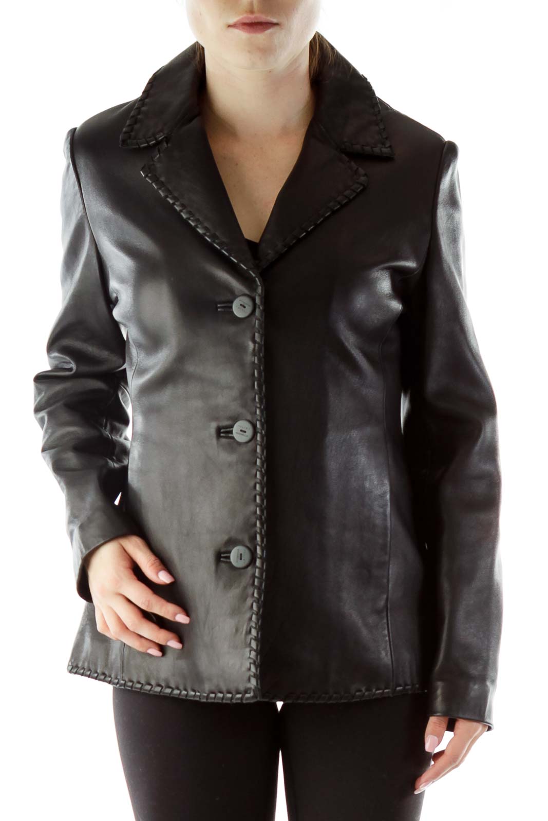 Leather Jacket with Stitched Lining