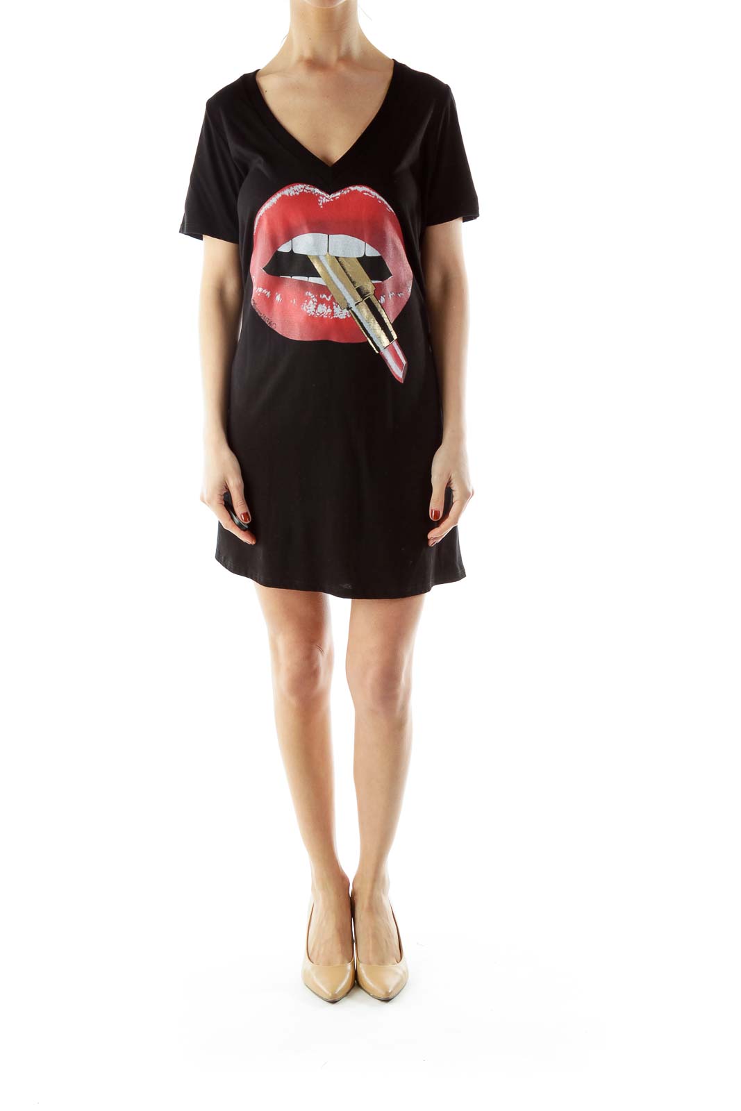 Black V-neck T-shirt