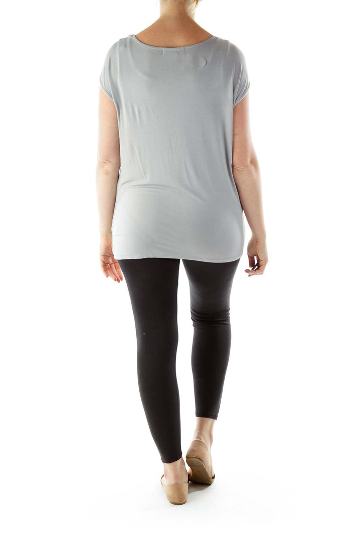 Gray Round Neck Sleeveless Shirt