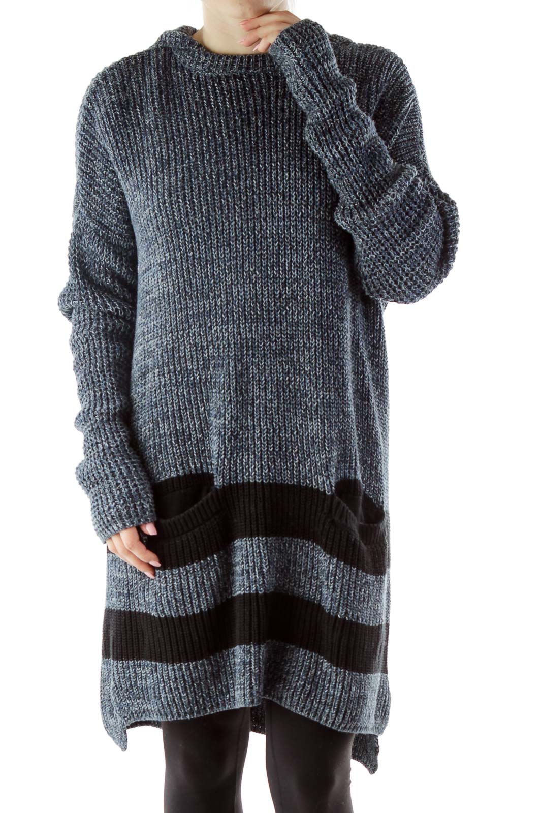 Navy Hooded Knit Dress