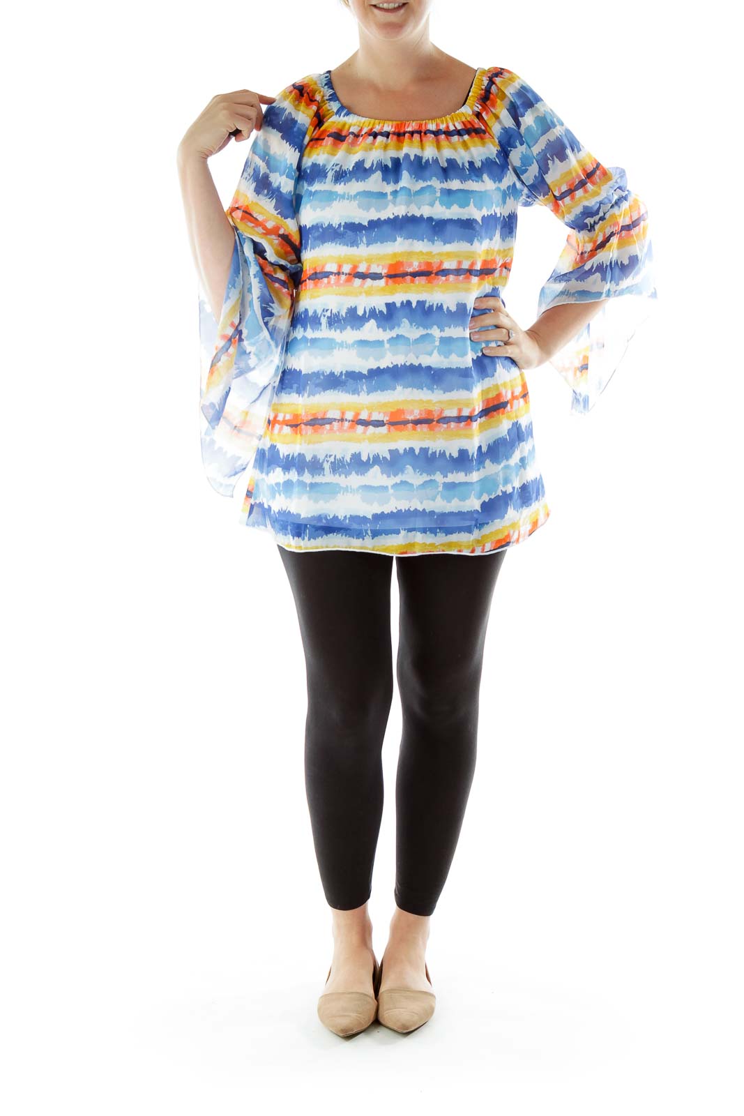 Blue White Off Shoulder Blouse