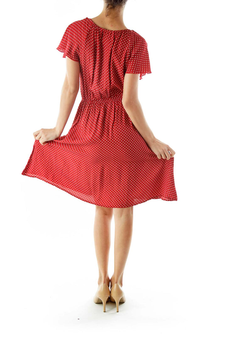 Red White Polka Dot Pocketed Vintage Dress