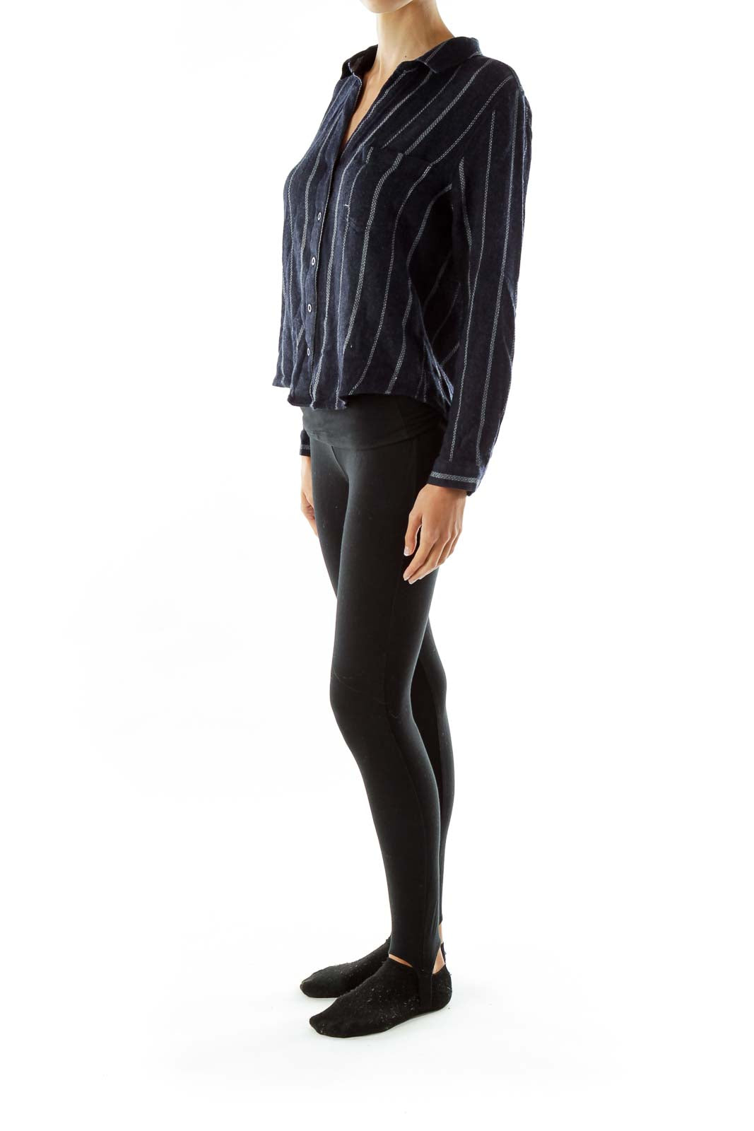 Navy Pinstripe Textured Shirt