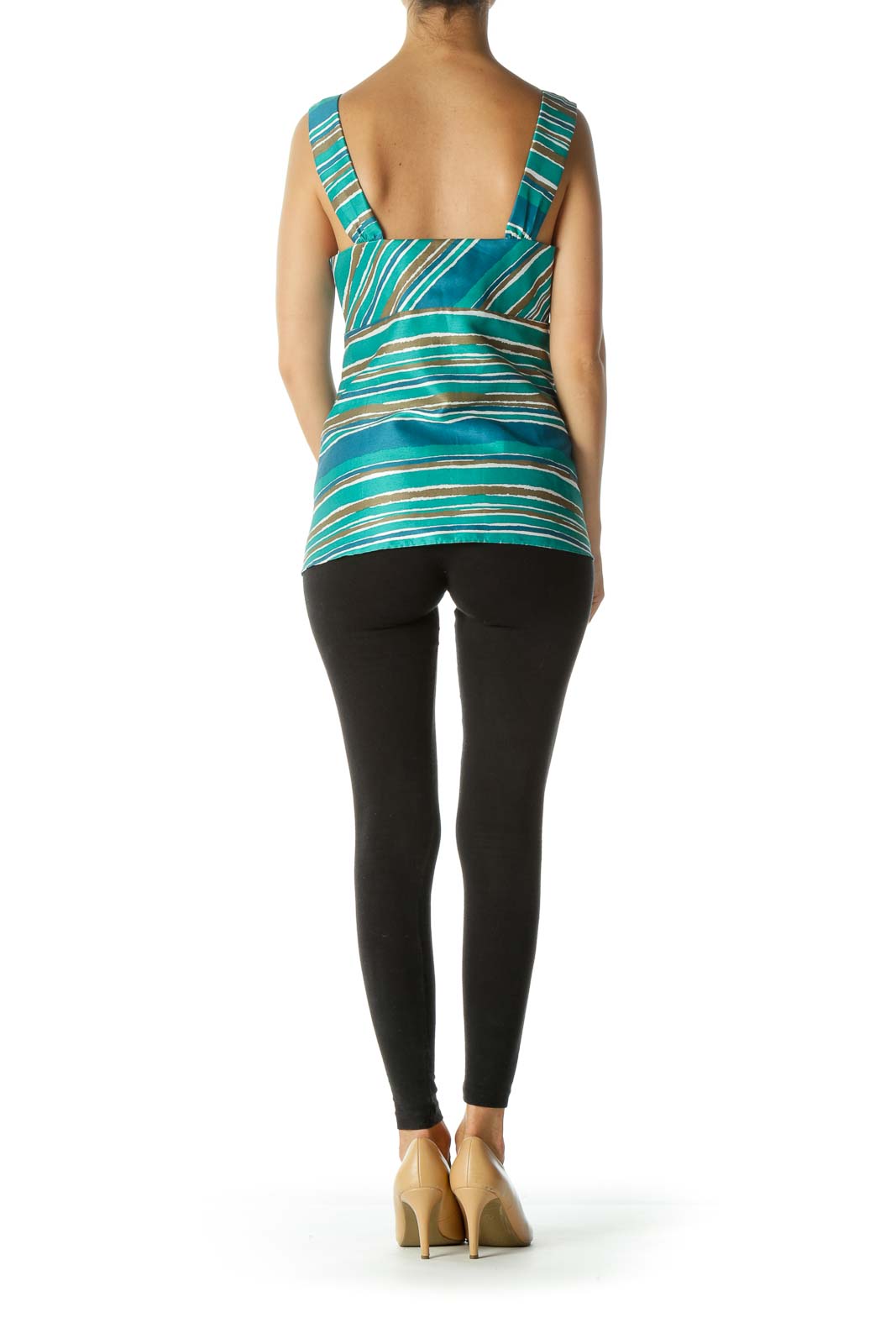 Blue Green Bow Detail Top