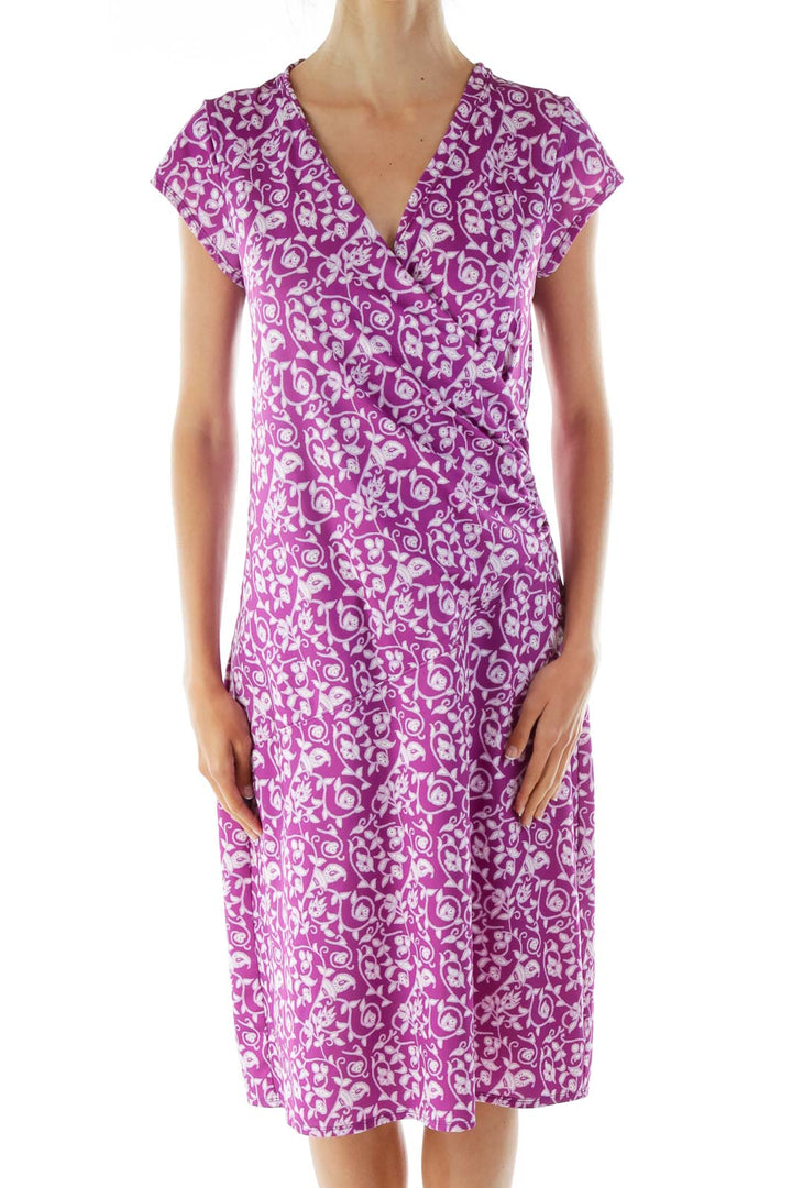 Purple White Printed Athletic Dress