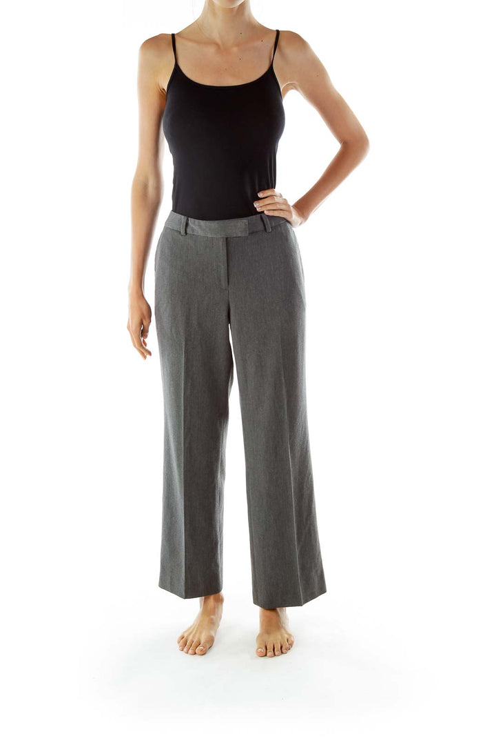 Gray Straight-Leg Slacks