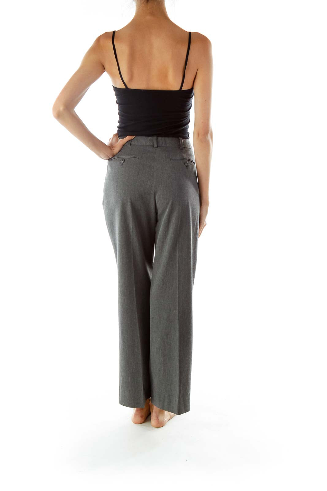 Gray Straight-Leg Slacks