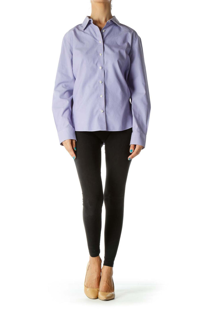 Purple Button-Up Cotton Shirt