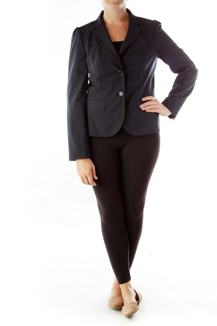 Black Gray Stripe Fitted Blazer