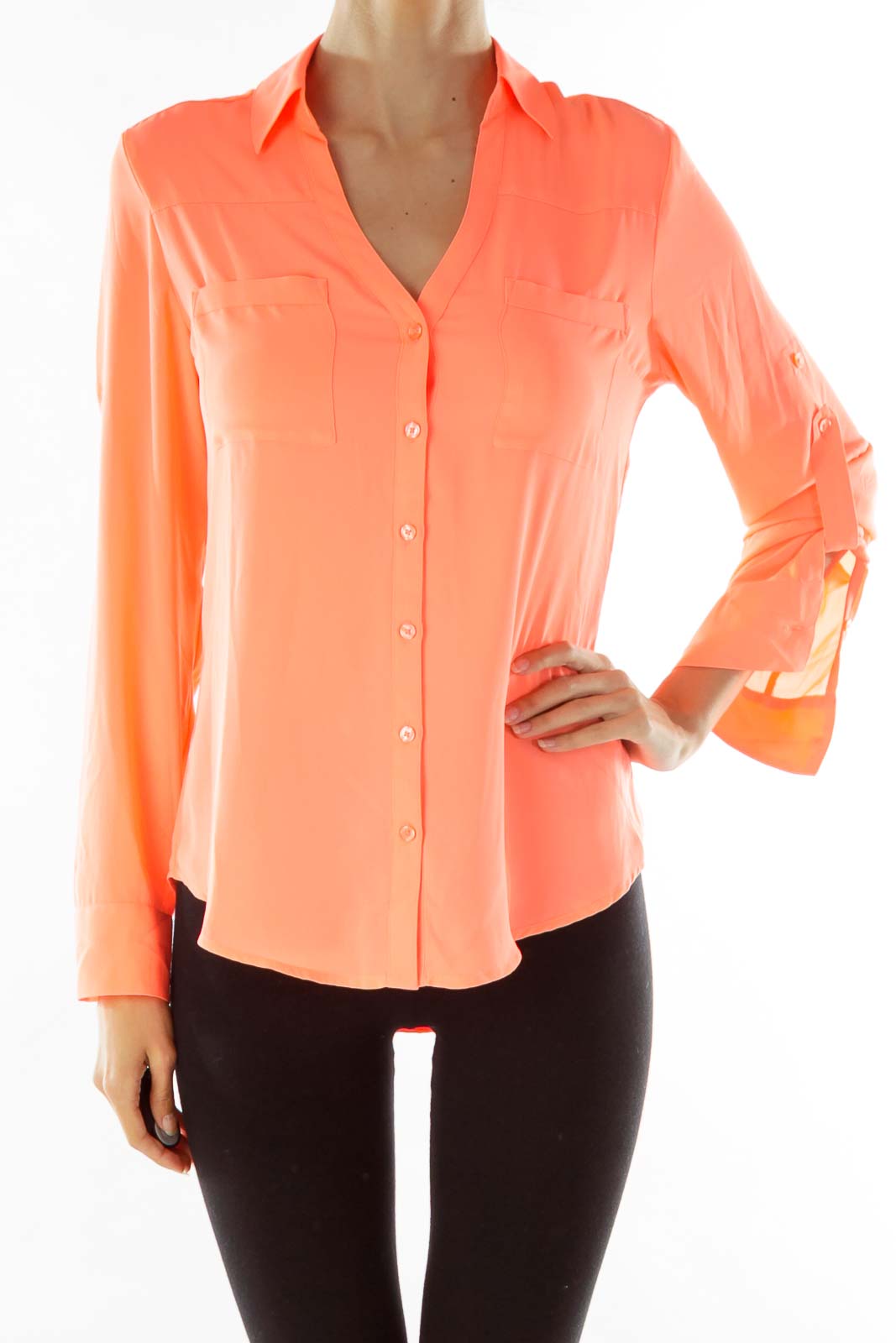 Orange Buttoned Blouse