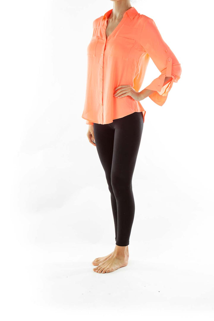 Orange Buttoned Blouse