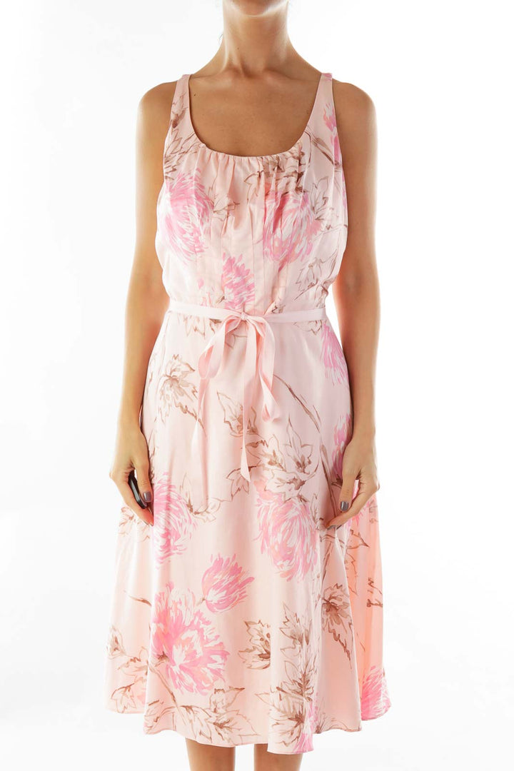 Pink Flower Print Day Dress