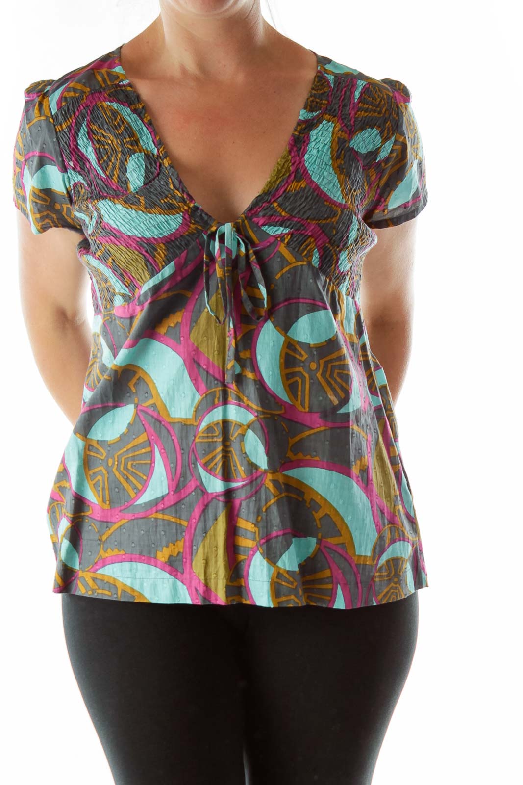 Multicolor Scrunched A-Line Blouse