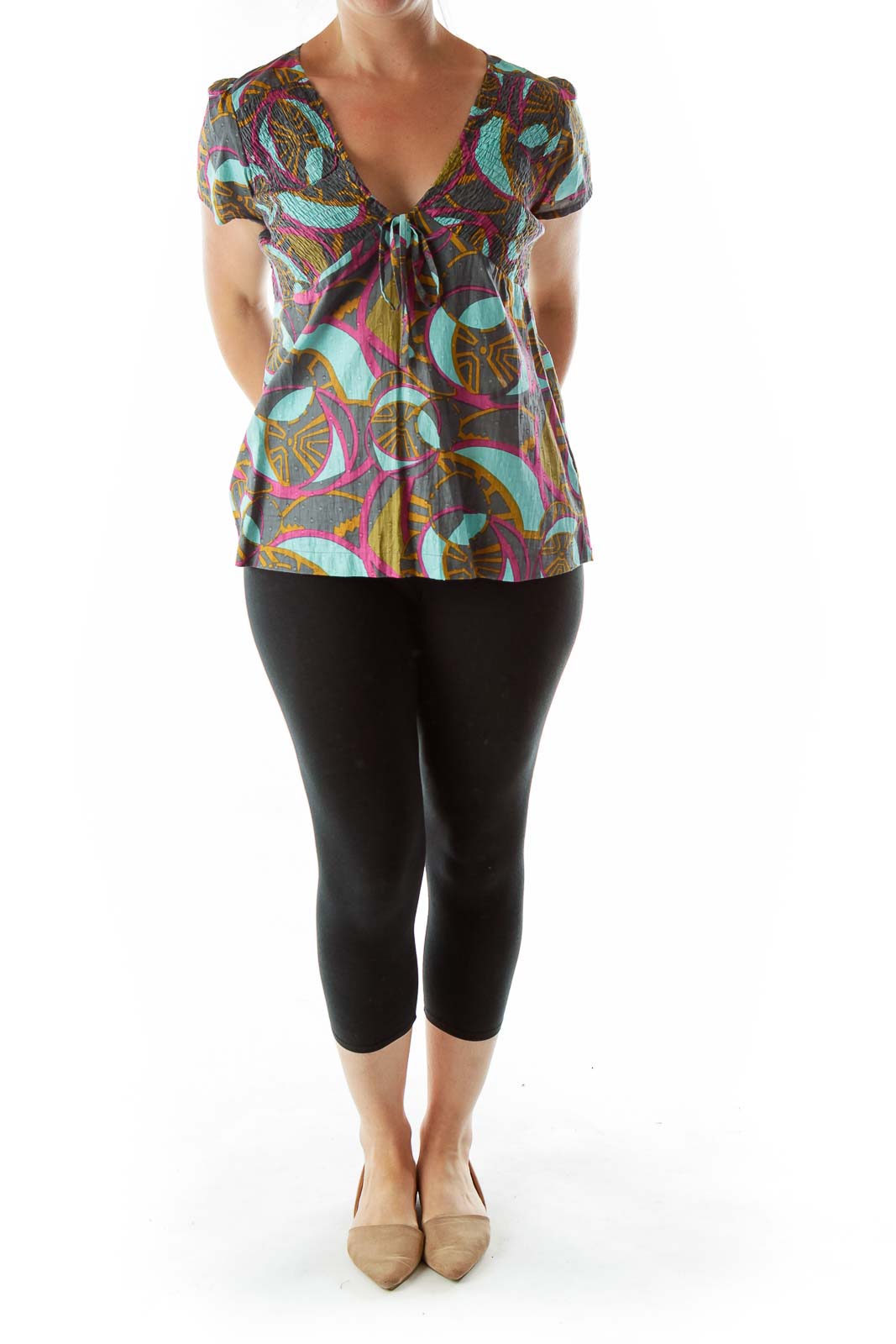 Multicolor Scrunched A-Line Blouse