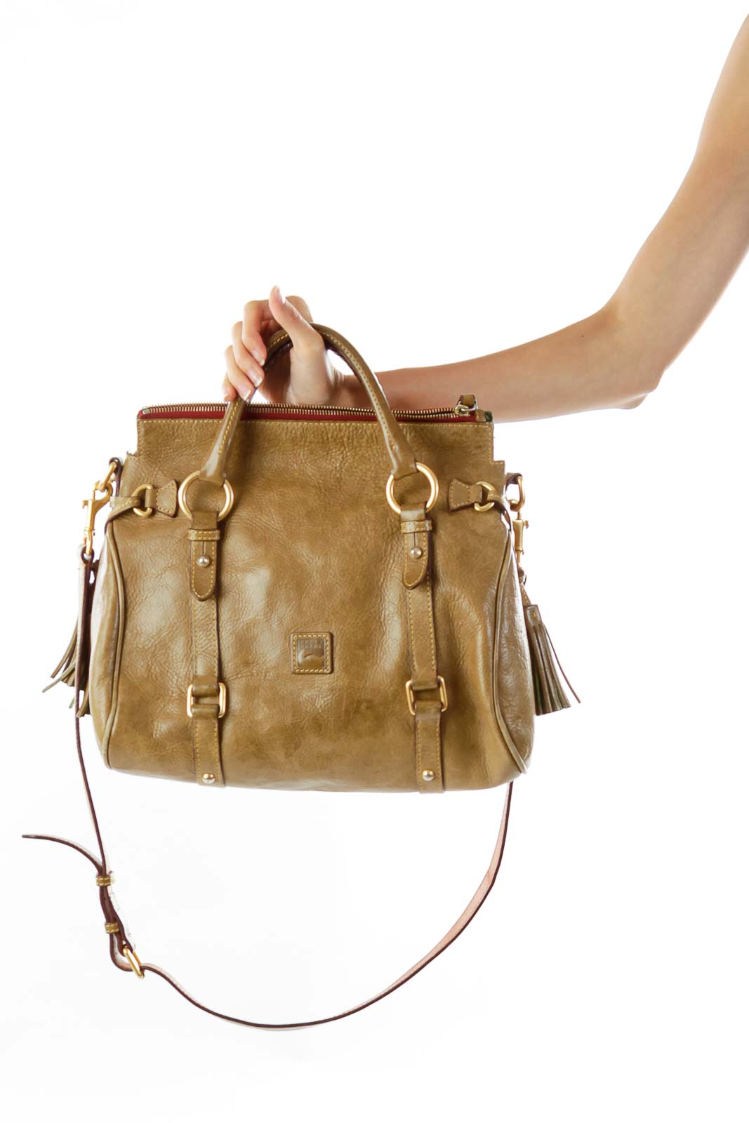 Light Brown Buckle Detail Satchel