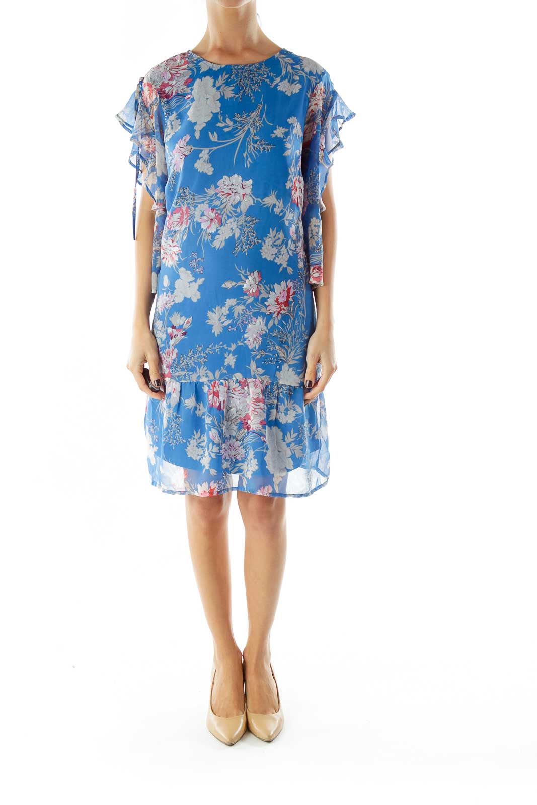 Blue Floral Print Day Dress