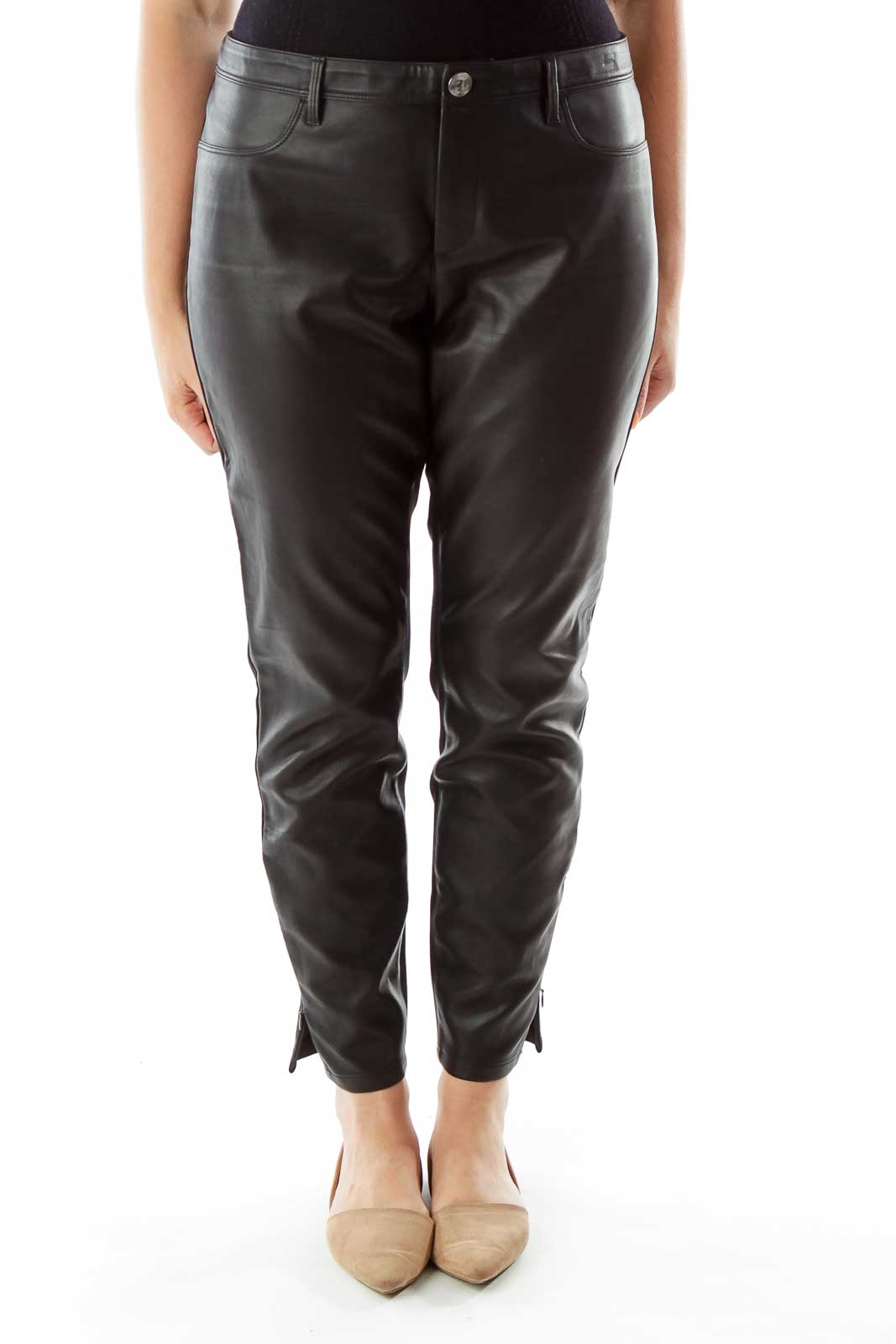 Skinny Black Zippered Leggings